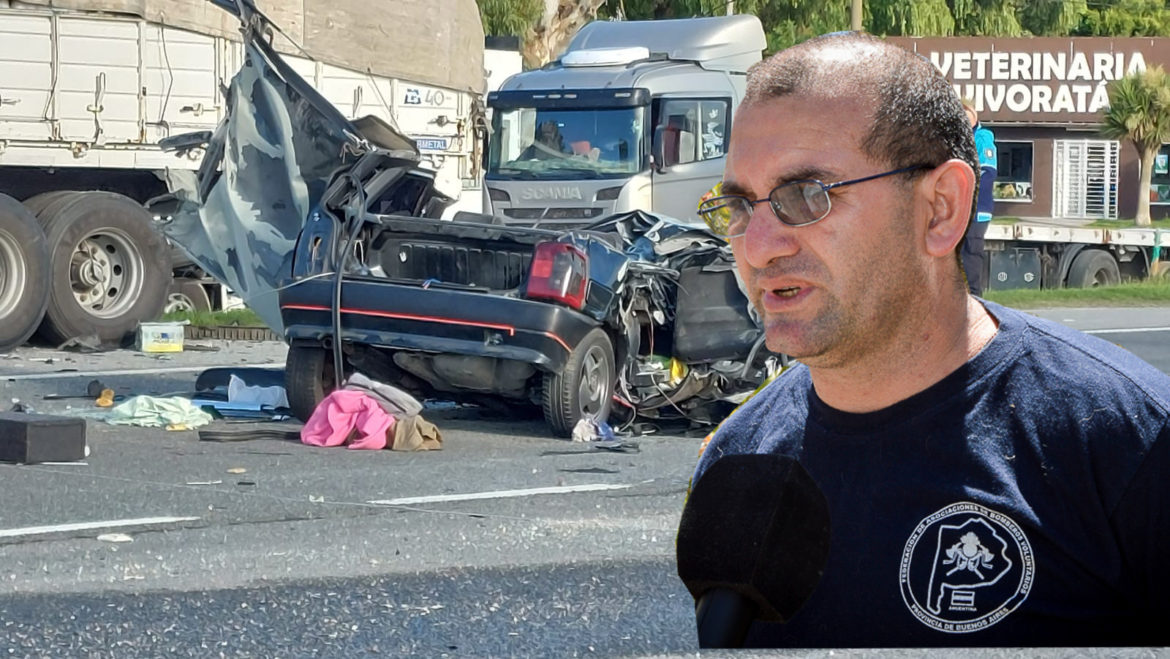 VIVORATÁ: La mujer víctima del tremendo accidente entre un auto y un camión reconoció la labor de los bomberos y especialmente al Oficial Auxiliar Martin Díaz
